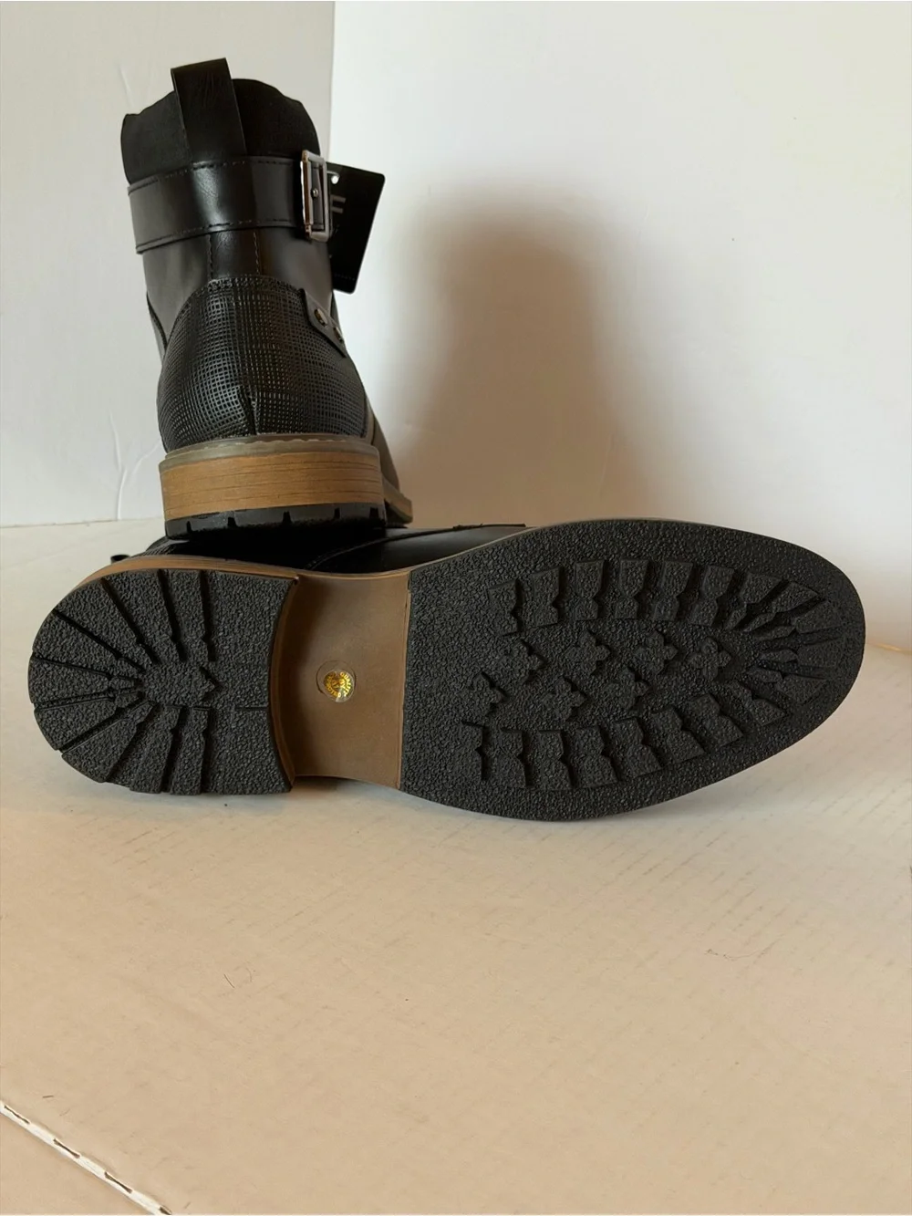 jf j.ferrar Black Lace-Up Men's Ankle Boots with Buckle